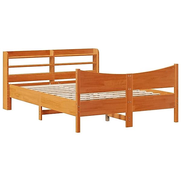 vidaXL Massivholzbett mit Kopfteil Wachsbraun 150x200 cm Kiefer 3307043 günstig online kaufen