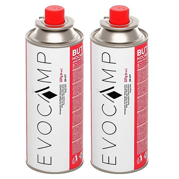 Evocamp Butan 2 Stück Gaskartusche 227g für Campingkocher Gasheizung und Un günstig online kaufen