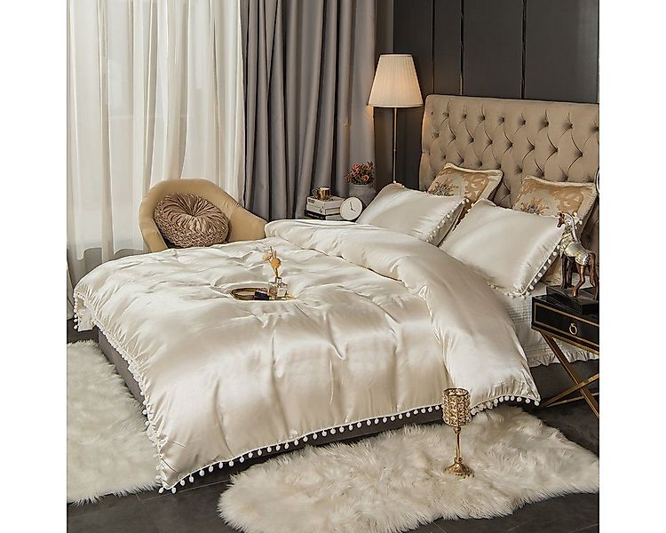 BYSURE Bettwäsche, 3 teilig, 2/3 tlg Boho-Bettbezug-Set mit Haarballenquast günstig online kaufen