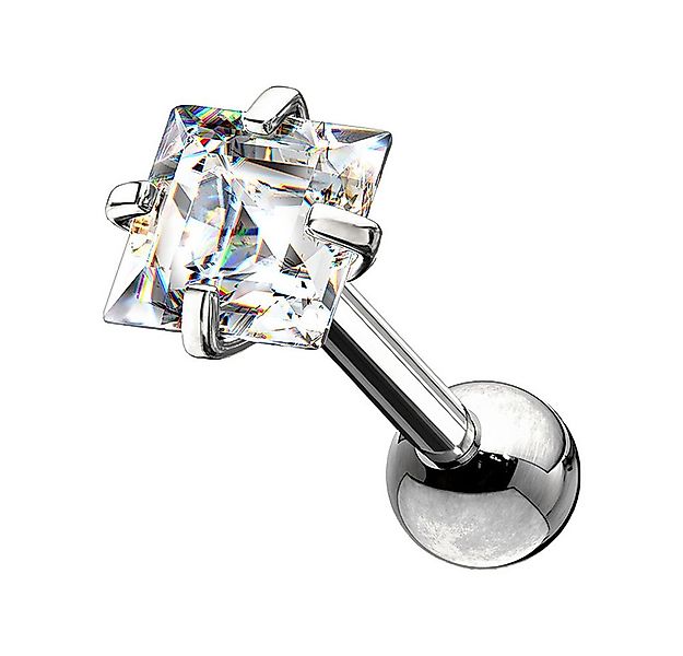 Taffstyle Piercing-Set Tragus Chirurgenstahl mit Zirkonia Quadrat Silber 1, günstig online kaufen