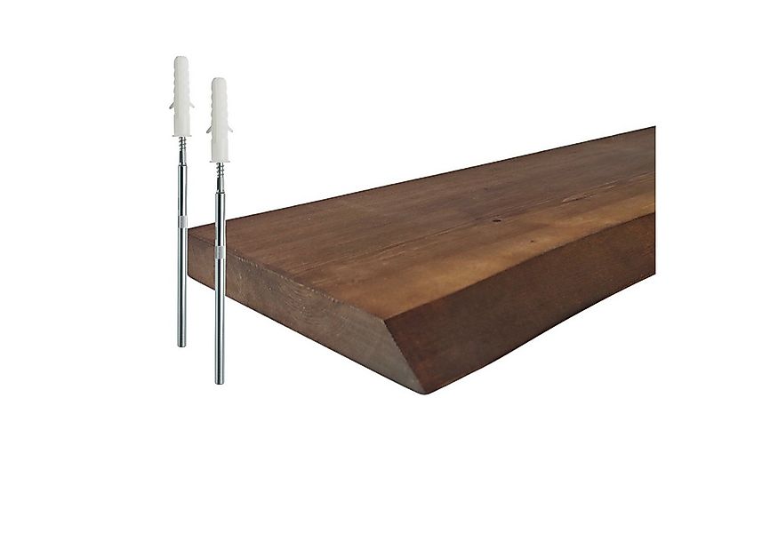 relaxdays Wandregal Massivholz Baumkante, dunkelbraun günstig online kaufen