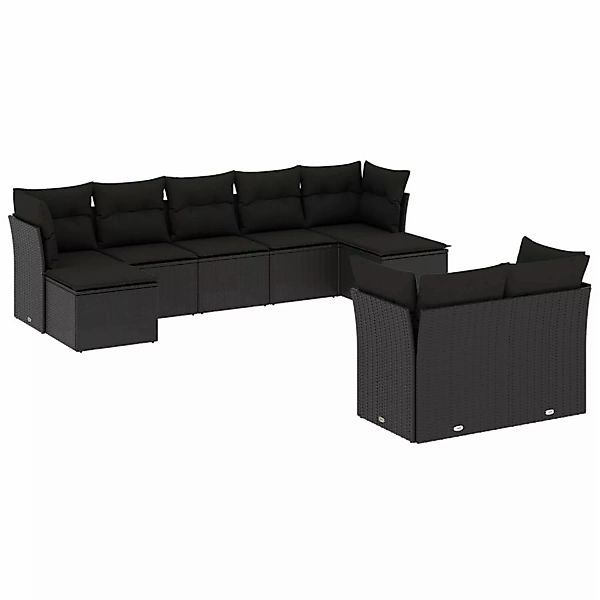 vidaXL 9-tlg Garten-Sofagarnitur mit Kissen Schwarz Poly Rattan Modell 37 günstig online kaufen