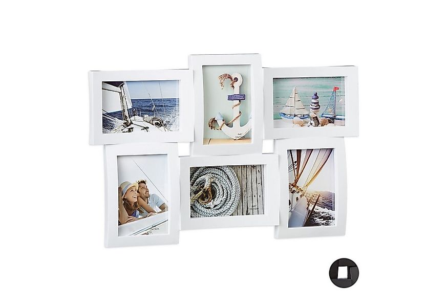 relaxdays Staffelbilderrahmen Bilderrahmen für mehrere Fotos, weiß günstig online kaufen