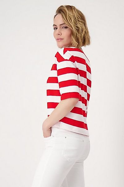 Monari Sweatshirt Sweatshirt Ringel Mit tiefem Rundhalsausschnitt günstig online kaufen