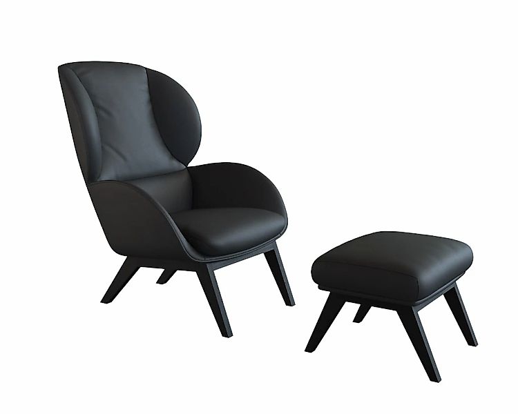 FLEXLUX Polsterhocker »Adria«, Fuß schwarz, Fußhocker für Ohrensessel günstig online kaufen
