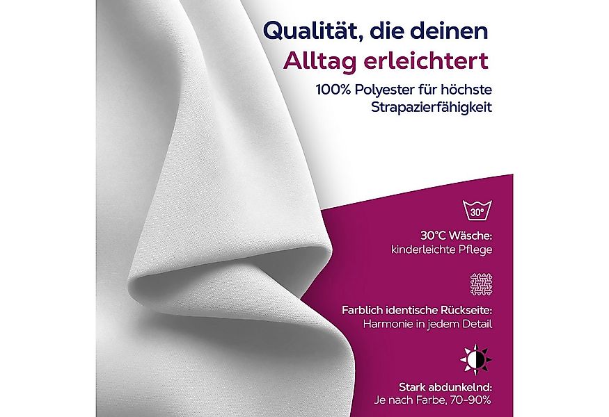 Beautex Verdunkelungsvorhang 2er Set Verdunkelungsgardine mit U-Band, Black günstig online kaufen