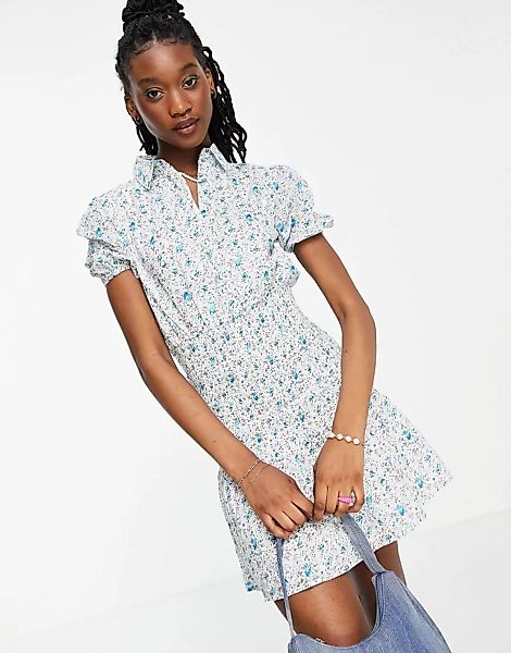 Influence – Hemdkleid mit Blumenmuster und gerafftem Detail-Mehrfarbig günstig online kaufen