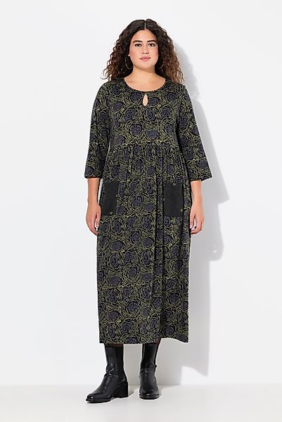 Ulla Popken Maxikleid Jerseykleid A-Linie Blumendruck günstig online kaufen