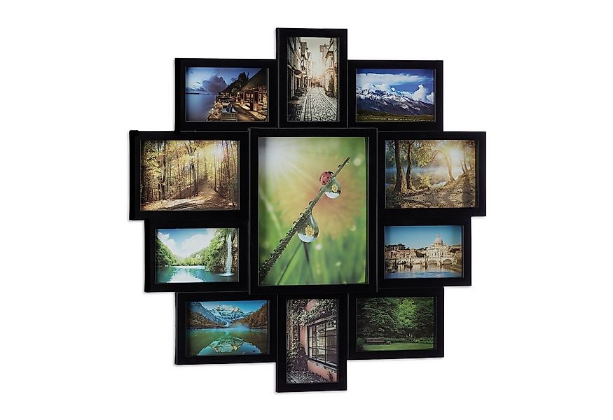 relaxdays Staffelbilderrahmen Bilderrahmen Collage 11 Fotos, schwarz günstig online kaufen