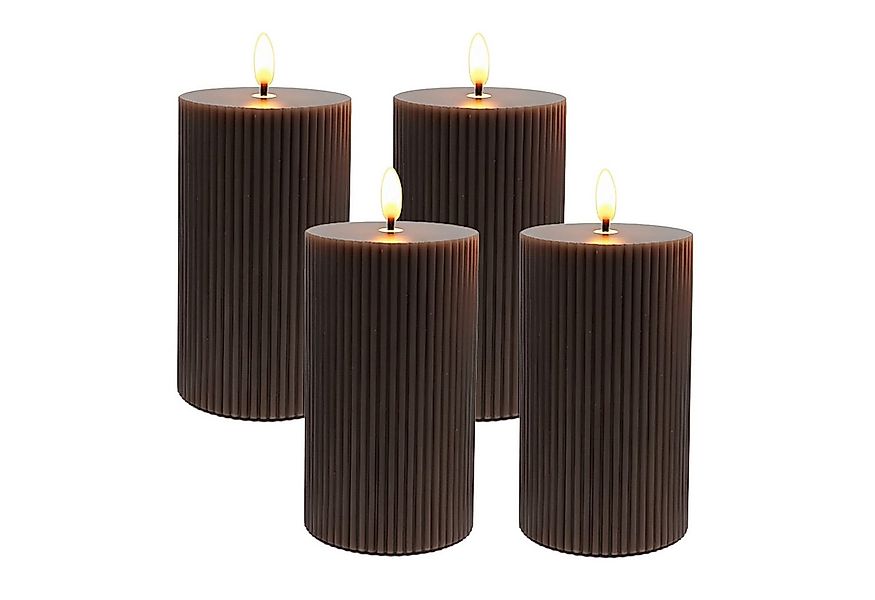 relaxdays LED-Kerze 4er Set 13 cm, Coffee günstig online kaufen