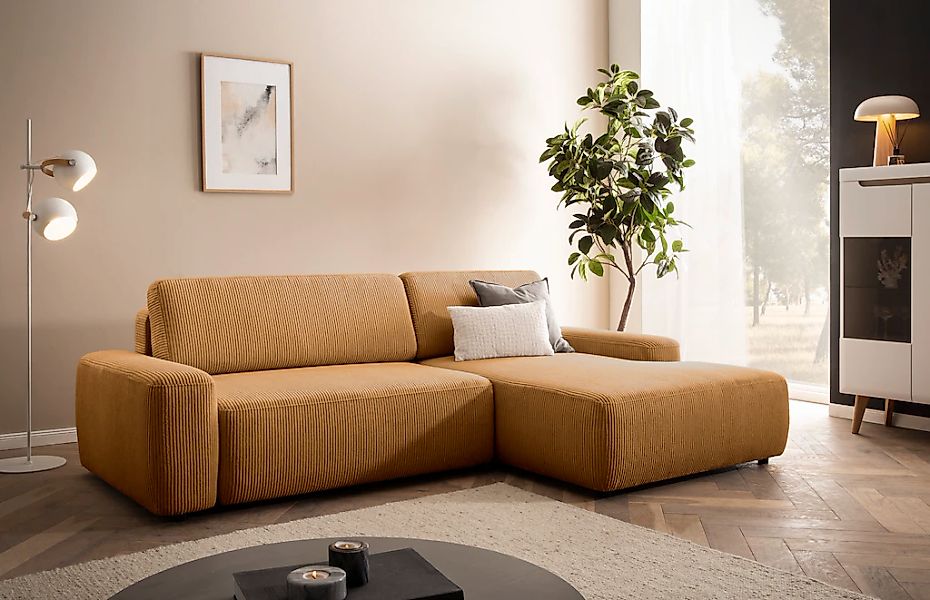 Home affaire Ecksofa "TORGE (264cm), Schlafsofa in Cord, Samtvelours o Stru günstig online kaufen