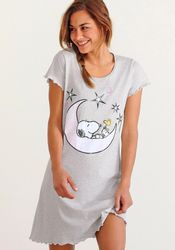 Peanuts Nachthemd mit Snoopy-Print und Kräuselsäumen günstig online kaufen