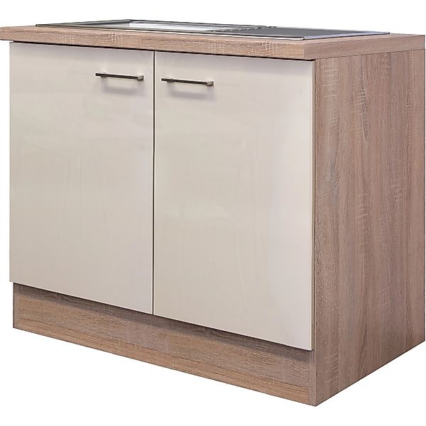 Flex-Well Exclusiv Spülenunterschrank Orlando 100 cm Kaschmir Glanz-Sonoma günstig online kaufen