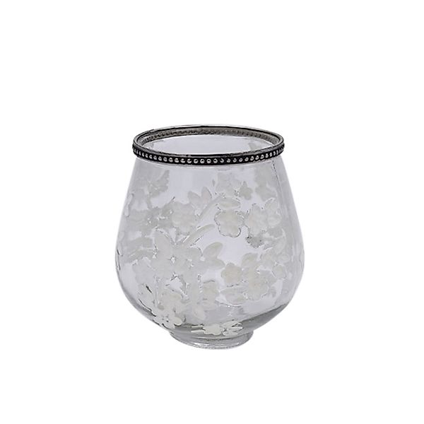 Glaswindlicht Sakura – stilvolle Dekoration in klar/weiß Ø15,5 x h18,5 cm günstig online kaufen