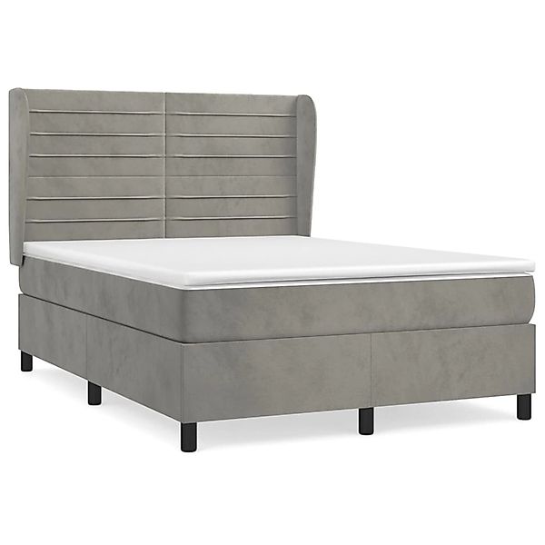 vidaXL Boxspringbett mit Matratze Hellgrau 140x190 cm Samt1399491 günstig online kaufen