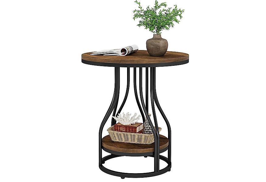 Tribesigns Beistelltisch Runder Beistelltisch in Weißgold, Beistelltisch mi günstig online kaufen