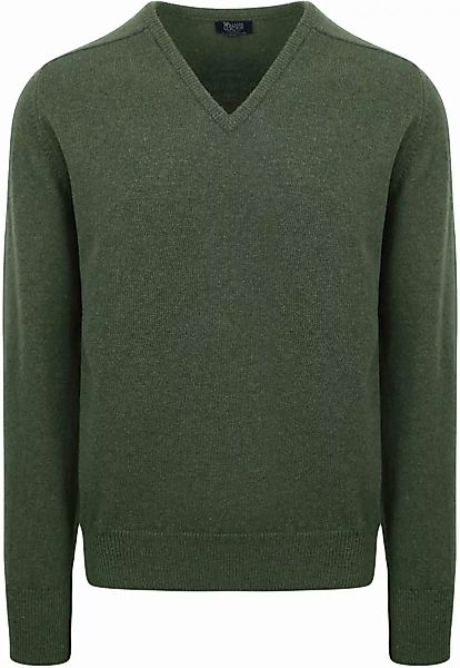William Lockie V-Auschnitt Pullover Lammwolle Grün - Größe XL günstig online kaufen