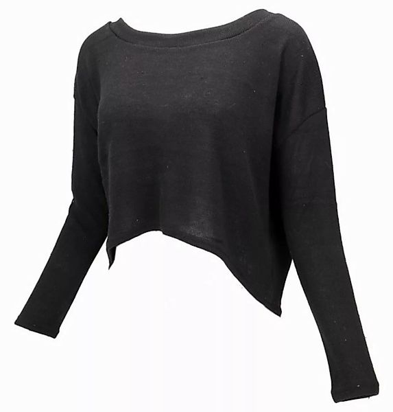 Guru-Shop Longsleeve Kurzer Pullover, Boho Feinstrick Shirt - schwarz alter günstig online kaufen