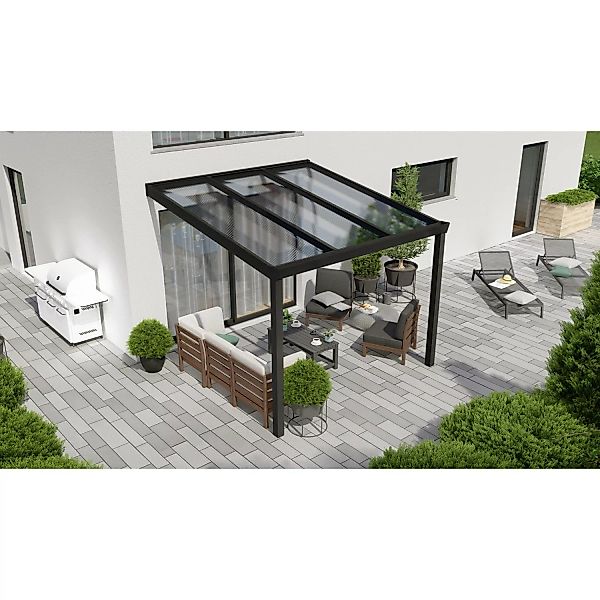 Terrassenüberdachung Professional 300 cm x 350 cm Schwarz Struktur PC Klar günstig online kaufen