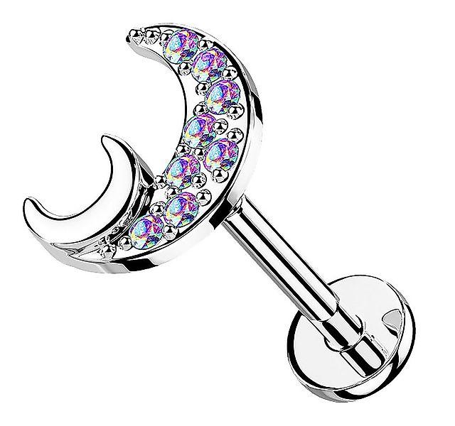 Taffstyle Piercing-Set Labret Piercing flache Rückseite Zirkonia Halbmond R günstig online kaufen