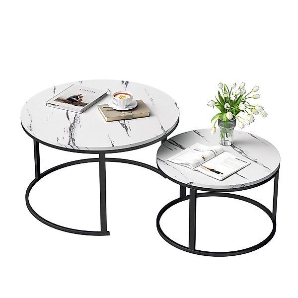 TWSOUL Couchtisch Rund Kaffeetisch 2er Set günstig online kaufen