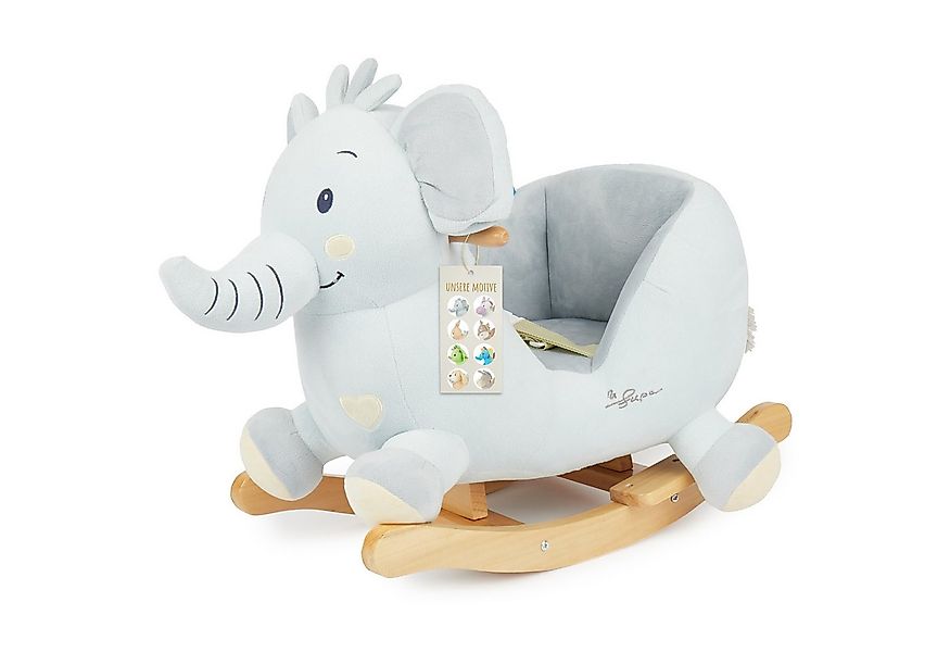 BIECO Schaukeltier Schaukelpferd Elefant aus Plüsch & Holz – Wippe ab 9 Mon günstig online kaufen