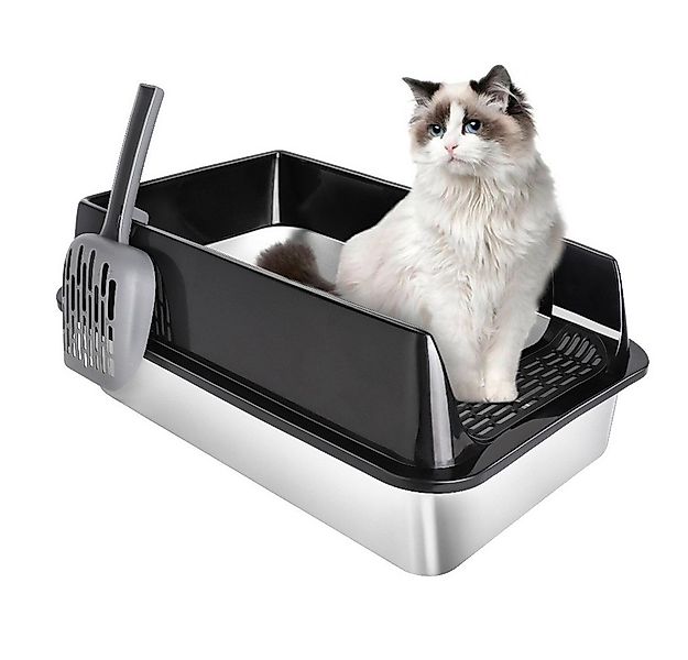 JEOBEST Katzentoilette Katzenklo Edelstahl L, Offene Katzenklo, Nicht klebr günstig online kaufen