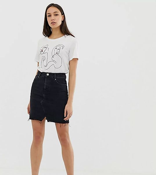 ASOS DESIGN Tall – Pelmet-Jeansrock in verwaschenem Schwarz günstig online kaufen