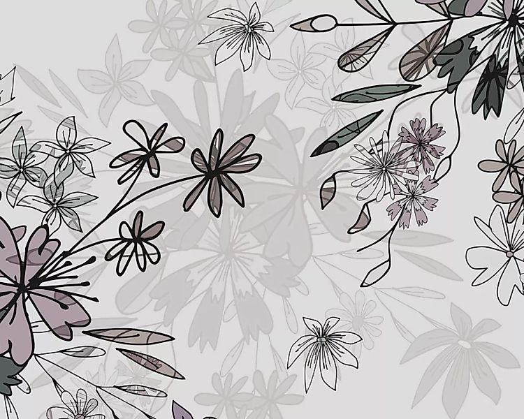 Fototapete "Floral Sketch Purple" 4,00x2,50 m / Glattvlies Brillant günstig online kaufen