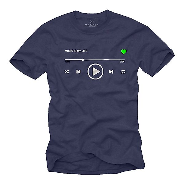 MAKAYA Print-Shirt Herren Motiv Musik Playlist günstig online kaufen