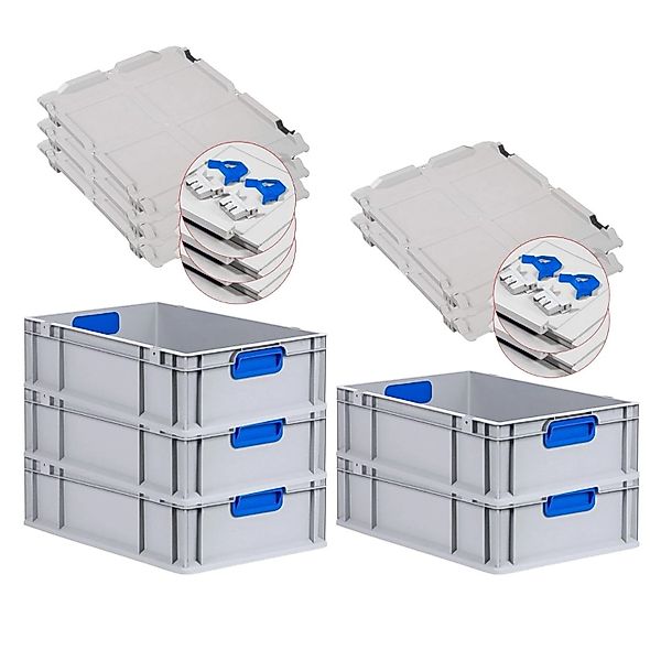 PROREGAL Spar Set 5x Eurobox Nextgen Color Mit Scharnierdeckel & Schiebesch günstig online kaufen