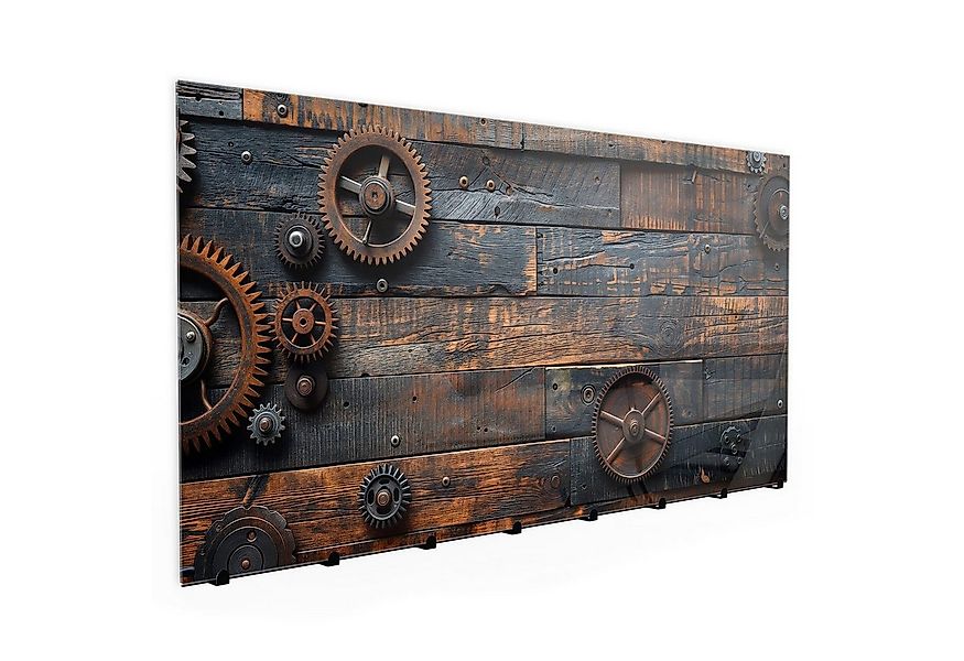 Primedeco Garderobenpaneel Kleiderhaken aus Glas Holz und Zahnräder (1 St., günstig online kaufen