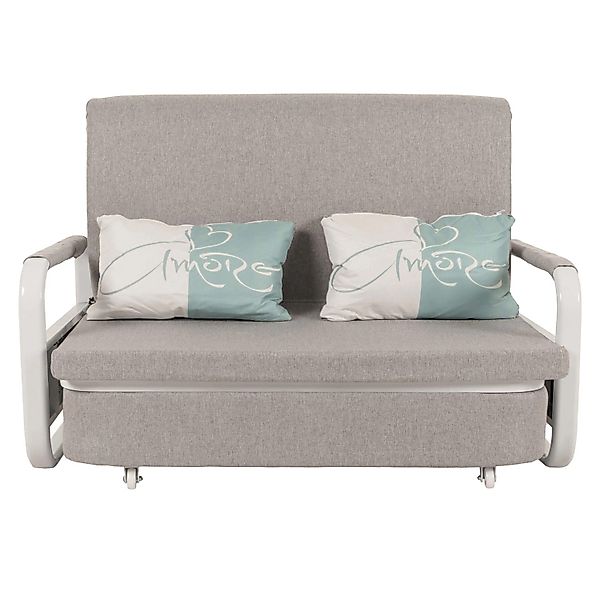 MCW Schlafsofa M83 Stoff/Textil Hellgrau 130x185cm günstig online kaufen