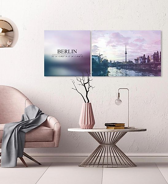 queence Leinwandbild »Berlin«, Elemente der Architektur-Berlin-Kunst-Sprüch günstig online kaufen
