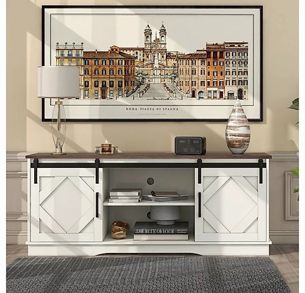 Fangqi TV-Schrank Sideboard mit 2 klassischen Schiebetüren, Einstellbare Re günstig online kaufen