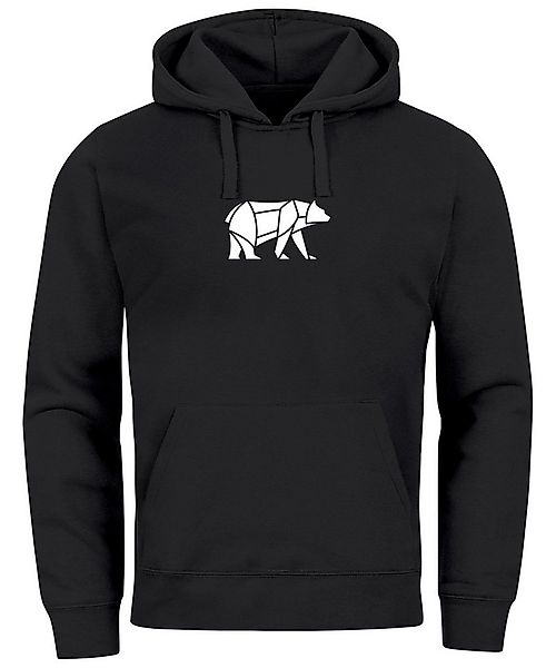 Neverless Hoodie Hoodie Herren Aufdruck Polygon Design Print Bär Bear Tierm günstig online kaufen