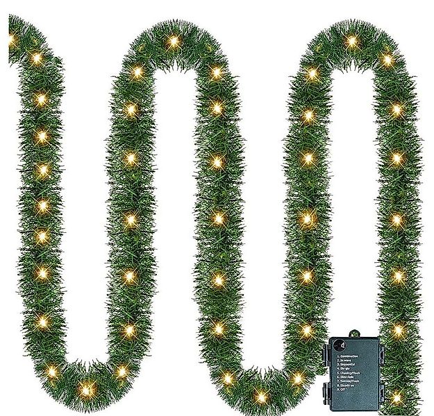 Kunstgirlande Weihnachtsgirlande 50 LEDs Künstliche Grüne, 8 Modi, Batterie günstig online kaufen