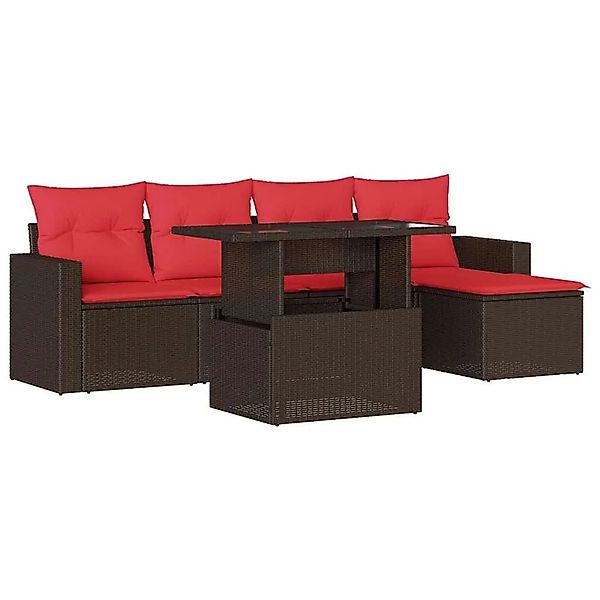 vidaXL 6-Tlg Gartensofa-Set mit Kissen Braun Polyrattan 3267244 günstig online kaufen