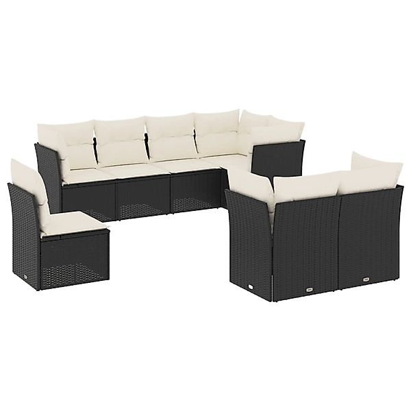 vidaXL 8-Tlg Garten-Sofagarnitur mit Kissen Schwarz Poly Rattan 3249765 günstig online kaufen