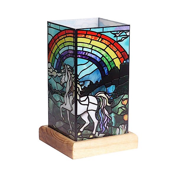 LED-Tischlampe Art Light Einhorn, Holzsockel, Acryl bunt günstig online kaufen