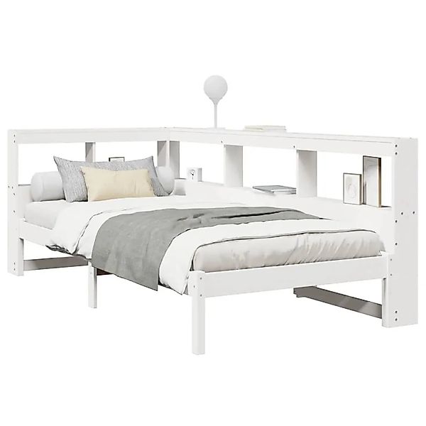 vidaXL Massivholzbett mit Regal ohne Matratze Weiß 90x190 cm Kiefer 3324339 günstig online kaufen