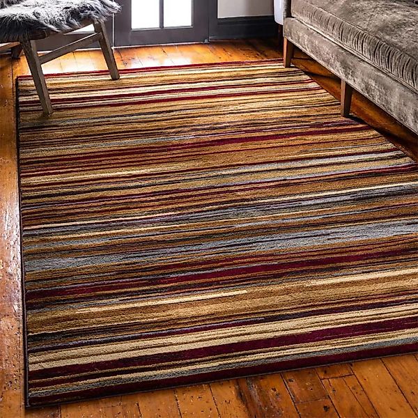 Teppich mit Streifen bunt aus Kurzflor 150x245 cm günstig online kaufen