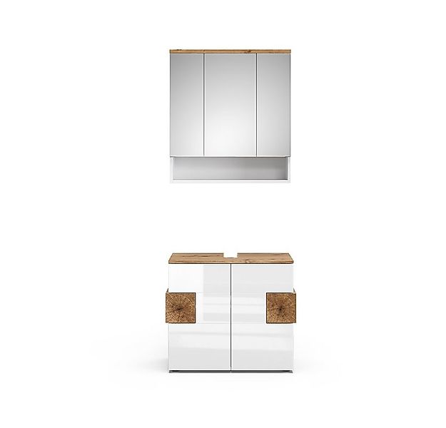 Vicco Badmöbel-Set Eden, Weiß Hochglanz/Artisan-Eiche, 2 Teile, (2-St., 2er günstig online kaufen