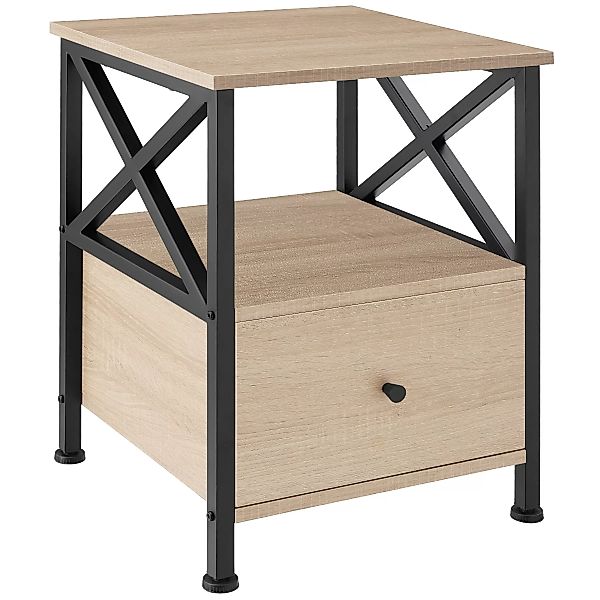 Nachttisch Falkirk 40x41,5x55,5cm - Industrial Holz hell, Eiche Sonoma günstig online kaufen