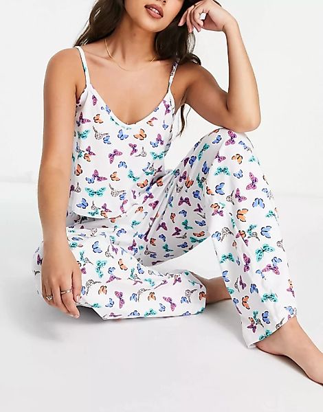 Wednesday's Girl Curve – Pyjama mit Camisole und Hose mit Schmetterlingspri günstig online kaufen