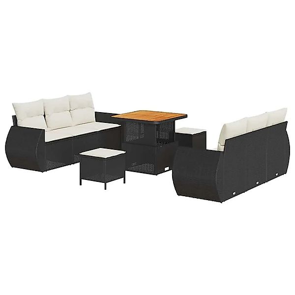 vidaXL Gartensofa-set mit Kissen 9-Tlg Schwarz und Creme Poly-Rattan 336377 günstig online kaufen