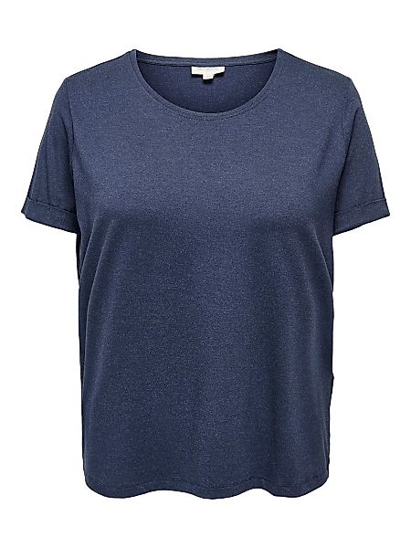 ONLY Einfarbiges Curvy T-shirt Damen Blau günstig online kaufen