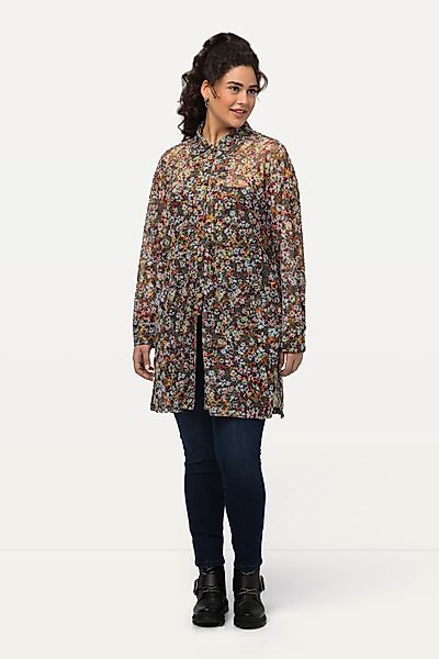 Ulla Popken Longbluse Mesh-Bluse Millefleur A-Linie günstig online kaufen