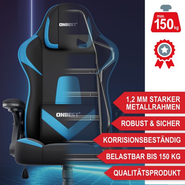 Onbest Gaming-Stuhl ergonomisch mit Lordosenkissen bis günstig online kaufen