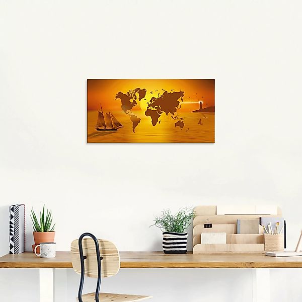 Artland Glasbild "Weltumsegelung", Landkarten, (1 St.) günstig online kaufen